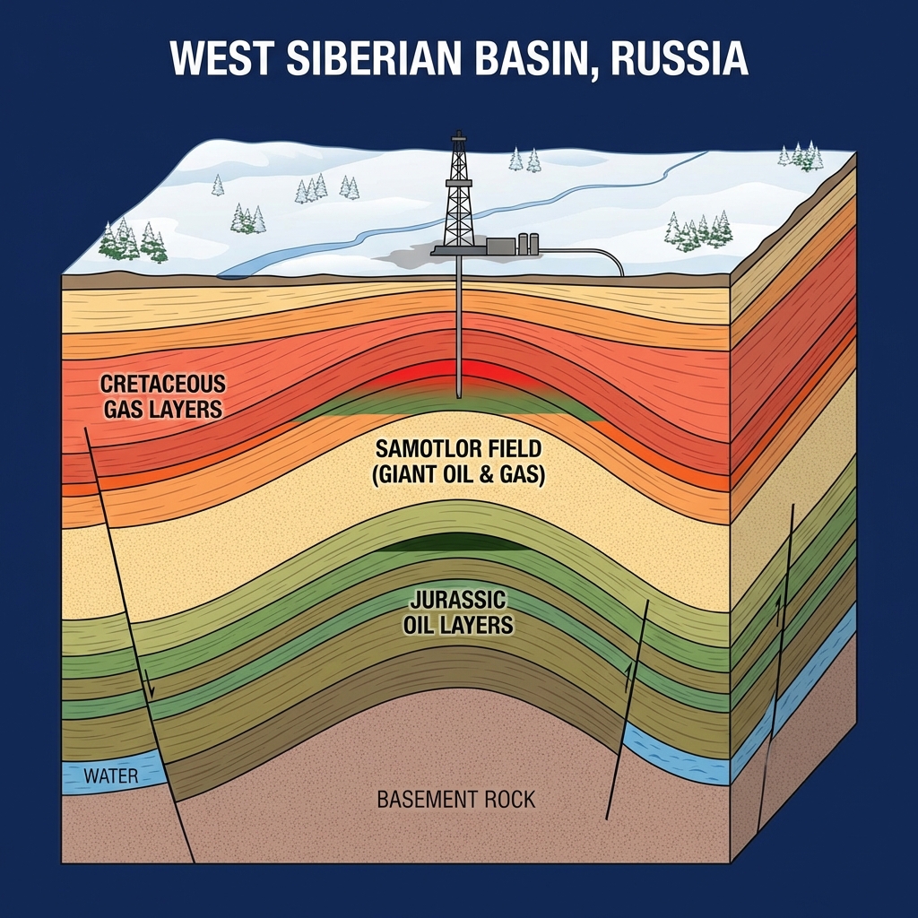 West Siberian Basin Geology Diagram