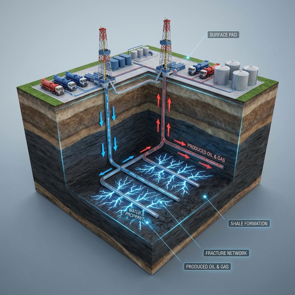 Hydraulic Fracturing Process Illustration